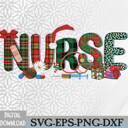christmas nurse buffalo plaid nursing staff matching svg, eps, png, dxf, digital download