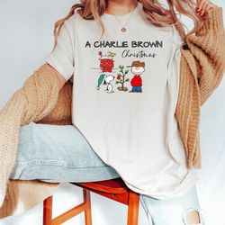 charlie and the snoopy christmas shirt, christmas cartoon dog shirt, christmas kids shirt, cute christmas gift