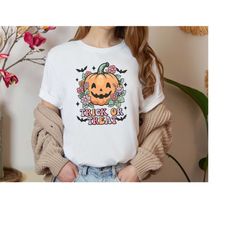 trick or treat cute halloween pumpkin shirt, women t-shirt, halloween gift, hocus pocus tee, fall shirts for women, hall