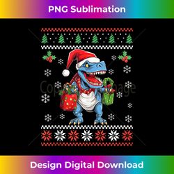 T-Rex Ugly Christmas Sweater Dinosaur Xmas for Adults Kids Tank To - Futuristic PNG Sublimation File - Channel Your Creative Rebel