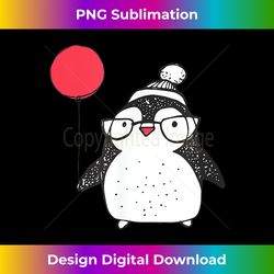 Kids Cute Christmas Baby Penguin Red Balloon Eyegla - Sophisticated PNG Sublimation File - Immerse in Creativity with Every Design
