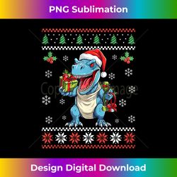 T-Rex Ugly Christmas Sweater Dinosaur Xmas for Adults Kids Tank T - Timeless PNG Sublimation Download - Animate Your Creative Concepts