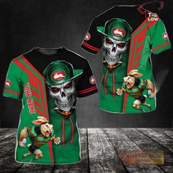customized rabbitohs skull 3d t-shirt: personalized name for unique style