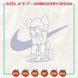 kaws x nike embroidered sweatshirt, brand embroidered sweatshirt, brand embroidered crewneck, brand embroidered hoodie, brand gift, embroidered gift