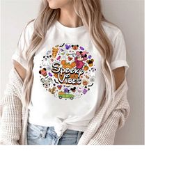 spooky vibes shirt, vintage disney shirt, disney halloween shirt, mickey minnie halloween shirt, disney pumpkin shirt, c
