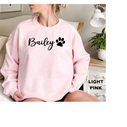 paw print name sweatshirt, dog gift sweatshirt, gift for pet lover sweater, custom pet, custom cat mom, custom pocket sh