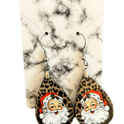 Christmas Earrings - Leopard Santa Claus Christmas Earrings