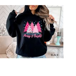 christmas merry bright hoodie, christmas party hoodie, merry and bright gift sweatshirt, gift hoodie for women, christma
