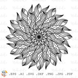 floral mandala coloring page pdf, floral pattern svg, cricut, floral mandala clipart png, stencil template dxf