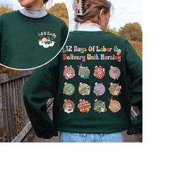 l&d nurse christmas shirt, labor and delivery nurse sweatshirt 12 days of labor and delivery unit nursing shirts, labor