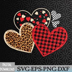 girls valentines day, hearts love leopard red plaid svg, eps, png, dxf, digital download