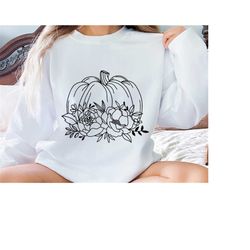floral pumpkin sweatshirt, pumpkin hoodie, pumpkin sweater, fall sweatshirt pumpkin, crewneck sweatshirt, halloween swea