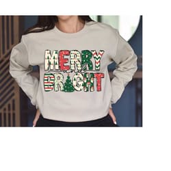 merry & bright christmas sweatshirt, christmas hoodie, holiday sweater, womens holiday sweatshirt, christmas sweater, wi