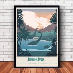 jurassic park movie poster canvas wall art family decor, home decor,frame option.jpg
