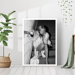 kate moss black and white vintage retro photography model celebrity fashion girls room wall art decor feminist poster ca