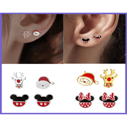 Christmas Santa Claus Elk Earrings Cute Minnie Shape Earrings Xmas New Year Gifts Fashion Jewelry For Women