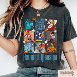 comfort colors disney the haunted mansion shirt, retro mickey and friends haunted mansion shirt, disney halloween shirt,