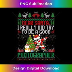 Funny Photographer Ugly Christmas Sweater Santa Claus Dabing Tank - Innovative PNG Sublimation Design - Tailor-Made for Sublimation Craftsmanship