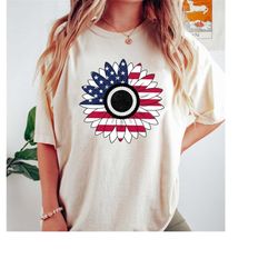 america sunflower shirt, usa flag flower t shirt, gift for american, 4th of july flag graphic t-shirt, freedom t-shirt,