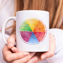 feelings emotions wheel therapy coffee mug, therapist mug