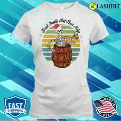 drinking dead inside but beer helps skull santa claus drinking beer in christmas t-shirt - olashirt