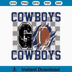 Vintage Cowboys Go Football Scratch Svg
