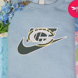 NIKE NFL Green Bay Packers Logo Embroidered Sweatshirt, NIKE NFL Sport Embroidered Sweatshirt, NFL Embroidered Shirt