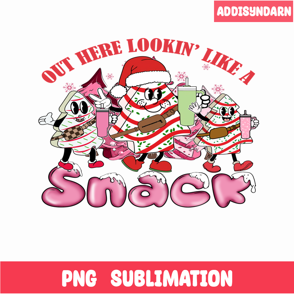 CRM07112396-Out Here Looking Like A Snack Cute Boo Jee Xmas Trees Cakes Png, Boojee Tumbler Inspired Belt Bag Png.png