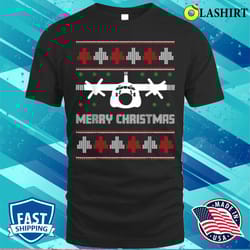 military airplane ugly christmas sweater army veteran xmas t-shirt - olashirt