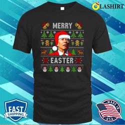 happy easter biden christmas, ugly christmas funny joe biden christmas shirt - olashirt
