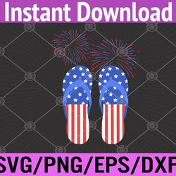 memorial day 4th of july holiday patriotic flip flops svg, eps, png, dxf, digital download