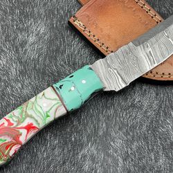 8.5''custom handmade damascus steel skinning knife, camping knife hunting knife,