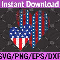patriotic hearts usa flag heart women memorial day svg, eps, png, dxf, digital download
