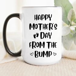 happy mothers day from the bump coffee mug, mothers day gift for mom