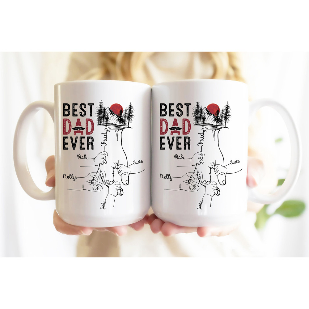 Holding Dad's Hand - Personalized Best Dad Ever Mug Gifts for Dad from Daughter, Son, Fathers Day Gifts, Gifts, Birthday Gifts for Dad.jpg