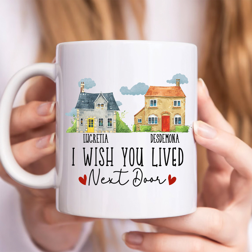 Long Distance Best Friend Gift, Friendship Gift, I Wish You Lived Next Door, Long Distance Friendship Mug, Moving Away Gift, Bestie Gifts.jpg