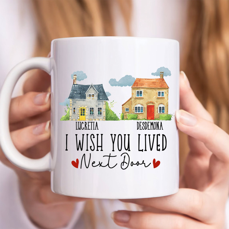 Long Distance Best Friend Gift, Friendship Gift, I Wish You Lived Next Door, Long Distance Friendship Mug, Moving Away Gift, Bestie Gifts.jpg