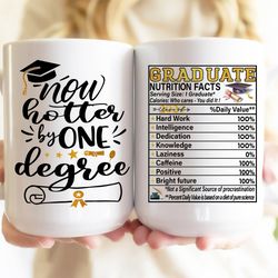 now hotter by one degree graduate mug, graduation nutrition facts funny graduation gift 2023
