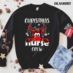 buffalo plaid reindeer nurse crew nursing christmas shirt - olashirt