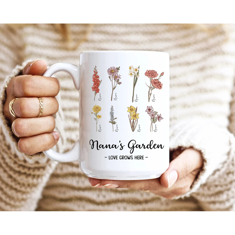 Personalised Birth Flowers Love Grow Here Mug Gifts for Her, Gifts for Nana, Grandmas Garden, Birth Month Flowers, Gift for Grandma.jpg