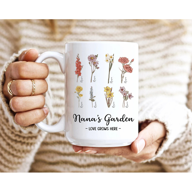 Personalised Birth Flowers Love Grow Here Mug Gifts for Her, Gifts for Nana, Grandmas Garden, Birth Month Flowers, Gift for Grandma.jpg