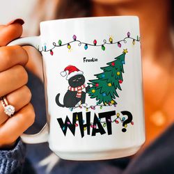 personalized i do what i want mug, custom funny cat christmas tree