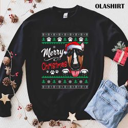 official merry christmas dog lover - funny bull terrier dog t-shirt - olashirt