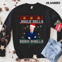 official jingle bells biden smells ugly christmas sweater shirt - olashirt