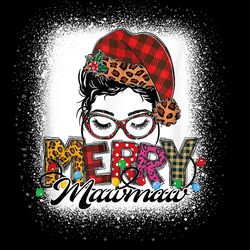 merry mama messy bun christmas png, christmas png, mothers day png, mama leopard, mama claus, santa png, mom life png