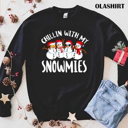 new snowman christmas chillin with my snowmies ugly shirt - olashirt