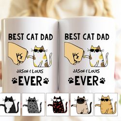 personalized cats names and breed best cat dad ever mug, fathers day gift for cat dad