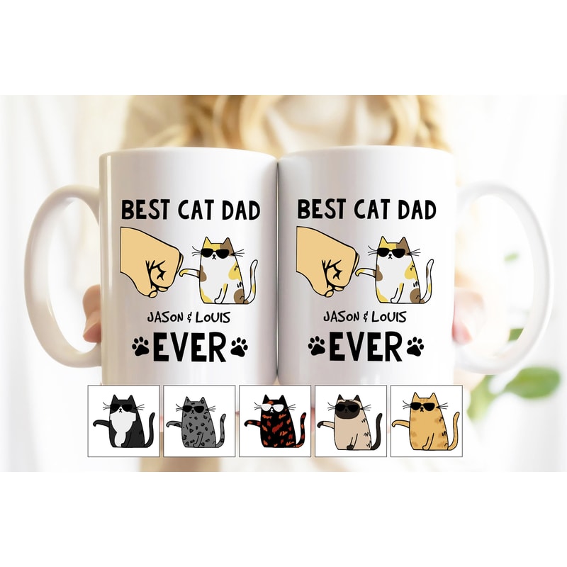 Personalized Cats Names And Breed Best Cat Dad Ever Mug, Father's Day Gift For Cat Dad, Father's Day Gift, Gift For Cats.jpg