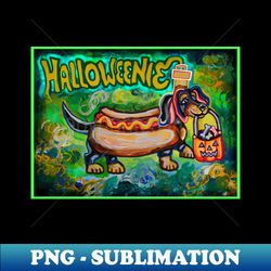Happy Halloweenie Hotdog Dachshund - Retro Png Sublimation Digital Download - Unleash Your Inner Rebellion