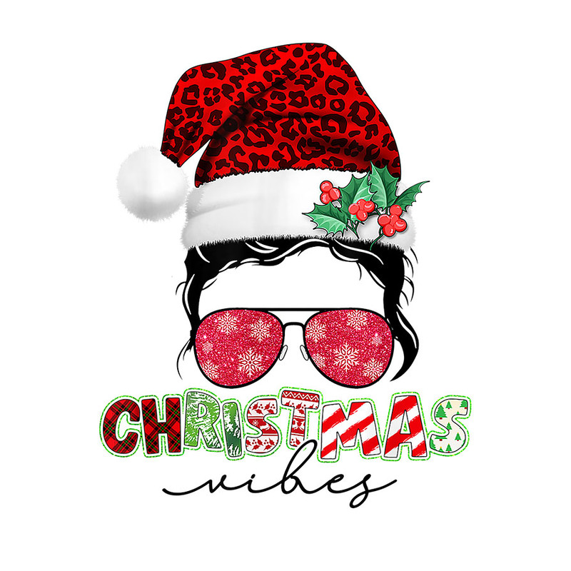 Christmas Cute Messy Bun Hat Leopard Merry Christmas Women T-Shirt.jpg